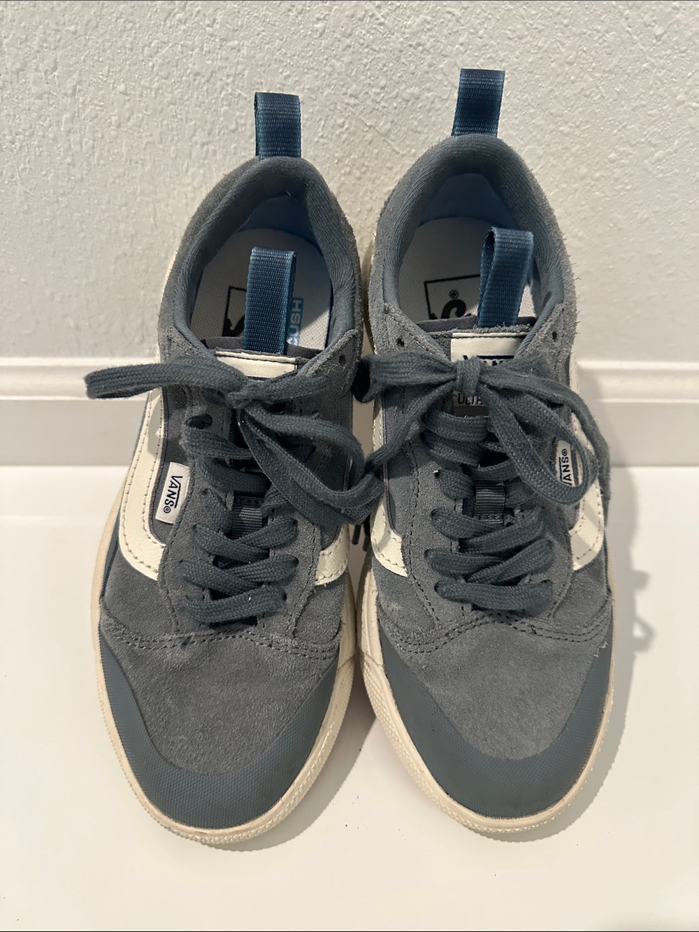 Vans Kids Blue and White Low-Top Skate Sneakers